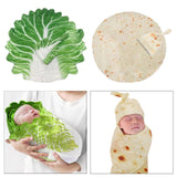 Maxbell Funny Baby Swaddle Blanket and Hat Set Soft Warm Flannel Blanket Beanie Hat Cabbage