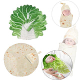 Maxbell Funny Baby Swaddle Blanket and Hat Set Soft Warm Flannel Blanket Beanie Hat Cabbage