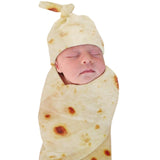 Maxbell Funny Baby Swaddle Blanket and Hat Set Soft Warm Flannel Blanket Beanie Hat Burritos