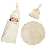 Maxbell Funny Baby Swaddle Blanket and Hat Set Soft Warm Flannel Blanket Beanie Hat Burritos