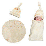 Maxbell Funny Baby Swaddle Blanket and Hat Set Soft Warm Flannel Blanket Beanie Hat Burritos