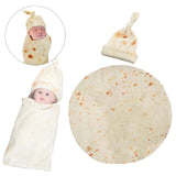 Maxbell Funny Baby Swaddle Blanket and Hat Set Soft Warm Flannel Blanket Beanie Hat Burritos