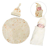 Maxbell Funny Baby Swaddle Blanket and Hat Set Soft Warm Flannel Blanket Beanie Hat Burritos