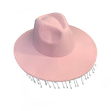 Maxbell Cowboy Hat Cowgirl Jazz Caps Sunhat with Tassel for Outdoor Party Props pink