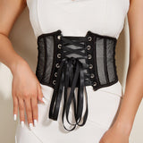 Maxbell Elastic Waist Belt Girdle Cincher Waspie Underbust Corset Lace Tied Women M 65CM 65-75CM