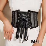 Maxbell Elastic Waist Belt Girdle Cincher Waspie Underbust Corset Lace Tied Women M 65CM 65-75CM