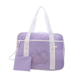 Maxbell Girls Shoulder Bag Travel Bag for Work,Gym, Sports with Heart Shape Pocket Dark Purple