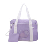 Maxbell Girls Shoulder Bag Travel Bag for Work,Gym, Sports with Heart Shape Pocket Dark Purple