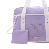 Maxbell Girls Shoulder Bag Travel Bag for Work,Gym, Sports with Heart Shape Pocket Dark Purple