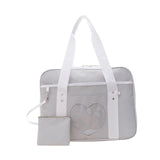 Maxbell Girls Shoulder Bag Travel Bag for Work,Gym, Sports with Heart Shape Pocket Grey