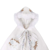 Maxbell Women Cape Chinese Style Hanfu Cloak Poncho Floral Embroidery Jacket White