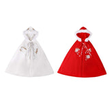 Maxbell Women Cape Chinese Style Hanfu Cloak Poncho Floral Embroidery Jacket White