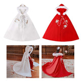 Maxbell Women Cape Chinese Style Hanfu Cloak Poncho Floral Embroidery Jacket White
