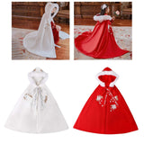 Maxbell Women Cape Chinese Style Hanfu Cloak Poncho Floral Embroidery Jacket White