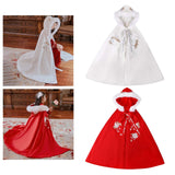 Maxbell Women Cape Chinese Style Hanfu Cloak Poncho Floral Embroidery Jacket White
