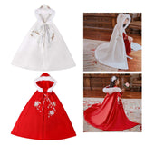 Maxbell Women Cape Chinese Style Hanfu Cloak Poncho Floral Embroidery Jacket White