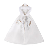 Maxbell Women Cape Chinese Style Hanfu Cloak Poncho Floral Embroidery Jacket White