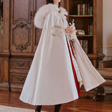 Maxbell Women Cape Chinese Style Hanfu Cloak Poncho Floral Embroidery Jacket White