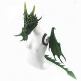 Maxbell Dragon Wing Costume Dinosaur Wing Tail Mask Set Cosplay Roleplay for Kids Green