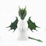 Maxbell Dragon Wing Costume Dinosaur Wing Tail Mask Set Cosplay Roleplay for Kids Green