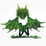 Maxbell Dragon Wing Costume Dinosaur Wing Tail Mask Set Cosplay Roleplay for Kids Green