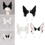 Maxbell Cute Jackal Ear Headband Handmade for Photo Props Halloween Stage Shows Black