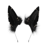 Maxbell Cute Jackal Ear Headband Handmade for Photo Props Halloween Stage Shows Black