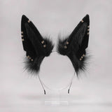 Maxbell Cute Jackal Ear Headband Handmade for Photo Props Halloween Stage Shows Black