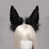 Maxbell Cute Jackal Ear Headband Handmade for Photo Props Halloween Stage Shows Black