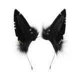 Maxbell Cute Jackal Ear Headband Handmade for Photo Props Halloween Stage Shows Black