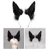 Maxbell Cute Jackal Ear Headband Handmade for Photo Props Halloween Stage Shows Black