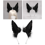 Maxbell Cute Jackal Ear Headband Handmade for Photo Props Halloween Stage Shows Black