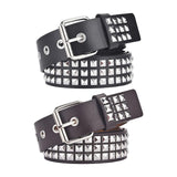 Maxbell Fashion PU Leather Studded Belt Waist Cinch Belt Adjustable Rivet Waist Belt Black