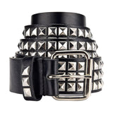 Maxbell Fashion PU Leather Studded Belt Waist Cinch Belt Adjustable Rivet Waist Belt Black