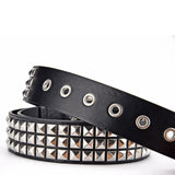Maxbell Fashion PU Leather Studded Belt Waist Cinch Belt Adjustable Rivet Waist Belt Black