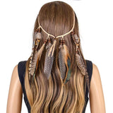 Maxbell Bohemian Indian Feather Headband Hippie Tassel for Festival Prom Women