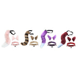 Maxbell Cosplay Costume Set Fur Cat Ears Long Tail for Role Play Masquerade Pink
