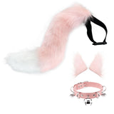 Maxbell Cosplay Costume Set Fur Cat Ears Long Tail for Role Play Masquerade Pink
