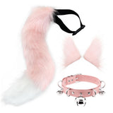 Maxbell Cosplay Costume Set Fur Cat Ears Long Tail for Role Play Masquerade Pink