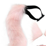 Maxbell Cosplay Costume Set Fur Cat Ears Long Tail for Role Play Masquerade Pink