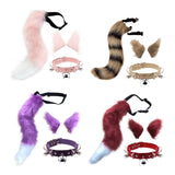 Maxbell Cosplay Costume Set Fur Cat Ears Long Tail for Role Play Masquerade Pink