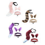 Maxbell Cosplay Costume Set Fur Cat Ears Long Tail for Role Play Masquerade Pink