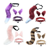 Maxbell Cosplay Costume Set Fur Cat Ears Long Tail for Role Play Masquerade Pink
