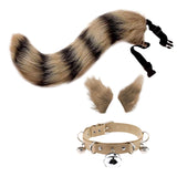 Maxbell Cosplay Costume Set Fur Cat Ears Long Tail for Role Play Masquerade Black Yellow