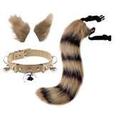 Maxbell Cosplay Costume Set Fur Cat Ears Long Tail for Role Play Masquerade Black Yellow