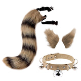 Maxbell Cosplay Costume Set Fur Cat Ears Long Tail for Role Play Masquerade Black Yellow