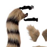 Maxbell Cosplay Costume Set Fur Cat Ears Long Tail for Role Play Masquerade Black Yellow