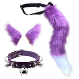 Maxbell Cosplay Costume Set Fur Cat Ears Long Tail for Role Play Masquerade Purple