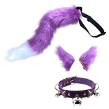 Maxbell Cosplay Costume Set Fur Cat Ears Long Tail for Role Play Masquerade Purple