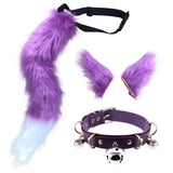 Maxbell Cosplay Costume Set Fur Cat Ears Long Tail for Role Play Masquerade Purple